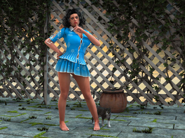 Обои картинки фото 3д графика, people , люди, девушка, платье, взгляд