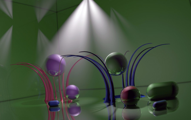 Обои картинки фото 3д графика, шары, луч