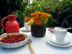 Картинка еда пироги малина букет