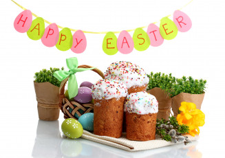 Картинка праздничные пасха цветы стол яйца кулич blessed holiday cake flowers eggs easter