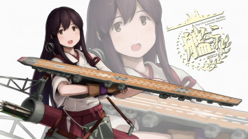 Картинка аниме kantai+collection kantai collection shibafu kancolle akagi шатенка девушка арт