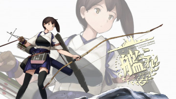 Картинка аниме kantai+collection shibafu kantai collection kaga kancolle лук девушка