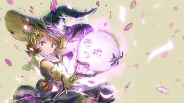 Картинка аниме магия +колдовство +halloween посох шляпа девушка andou chikanori