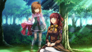 Картинка аниме umineko+no+naku+koro+ni ushiromiya maria деревья лес девочка девушка ange umineko no naku koro ni