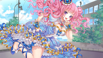 Картинка аниме unknown +другое девушка арт momo moyon силуэты столбы улица