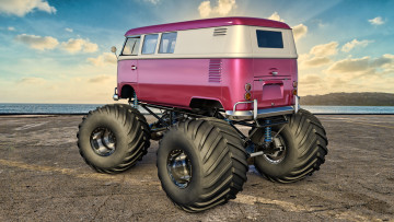 обоя автомобили, 3д, monster, camper