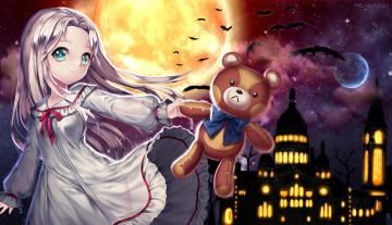 Картинка аниме mabinogi девушка арт black joa belisha медвежонок игрушка