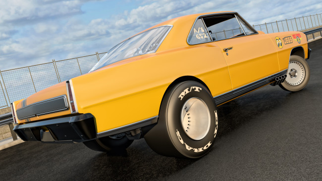 Обои картинки фото автомобили, 3д, 1966г, желтый, ss, nova, chevrolet