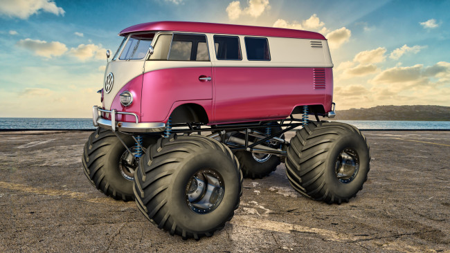 Обои картинки фото автомобили, 3д, camper, monster