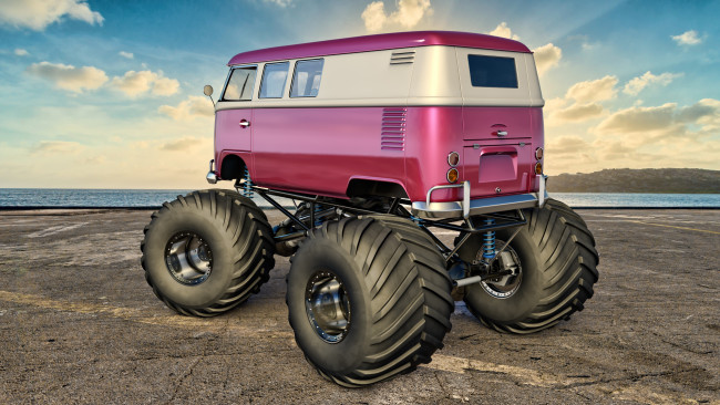 Обои картинки фото автомобили, 3д, monster, camper