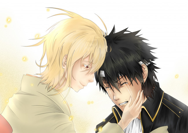 Обои картинки фото аниме, gintama, mikoto-n-s, okita, mitsuba, hijikata, toshiro