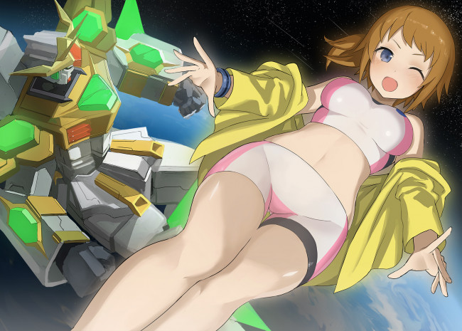 Обои картинки фото аниме, mobile suit gundam, ccaw, hoshino, fumina, робот, девушка