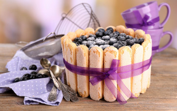 Картинка еда торты печенье черника лента