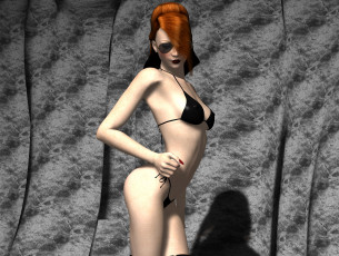 Картинка 3д+графика люди+ people рыжая фон взгляд девушка