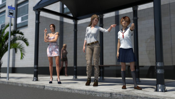 Картинка 3д+графика люди+ people взгляд фон девушки