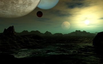 Картинка 3д+графика атмосфера настроение+ atmosphere+ +mood+ вселенная планеты поверхность