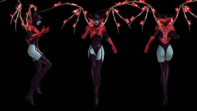 Обои картинки фото 3д графика, существа , creatures, взгляд, фон, демоны, девушки