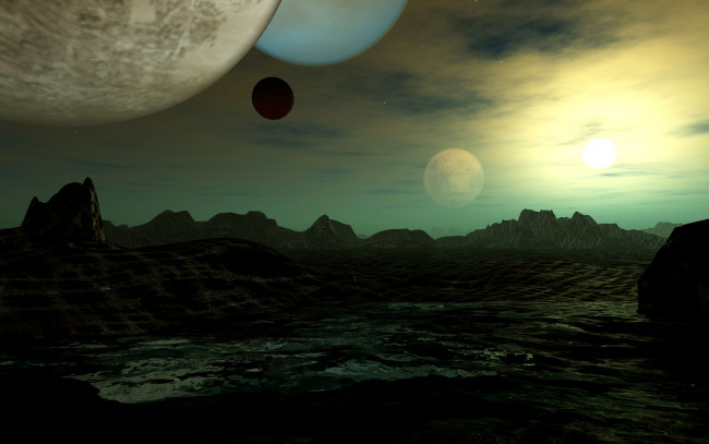 Обои картинки фото 3д графика, атмосфера, настроение , atmosphere ,  mood , вселенная, планеты, поверхность