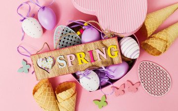 Картинка праздничные пасха вафельный рожок праздник яйца