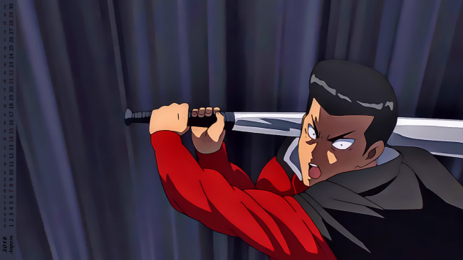 Обои картинки фото календари, аниме, оружие, юноша