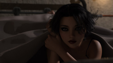 Картинка 3д+графика портрет+ portraits девушка взгляд фон