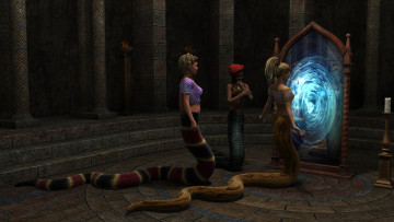 Картинка 3д+графика существа+ creatures взгляд девушки фон