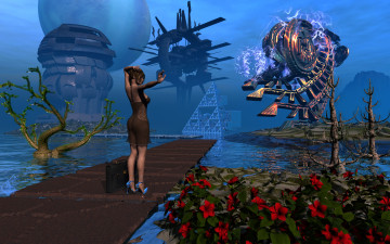 Картинка 3д+графика фантазия+ fantasy девушка взгляд фон