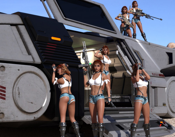 Обои картинки фото 3д графика, фантазия , fantasy, взгляд, девушки, фон