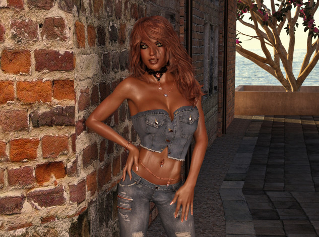 Обои картинки фото 3д графика, люди , people, фон, взгляд, девушка