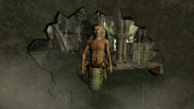 Обои картинки фото 3д графика, фантазия , fantasy, парень, взгляд, фон