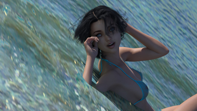 Обои картинки фото 3д графика, люди , people, девушка, взгляд, фон