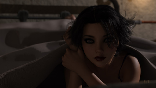 Обои картинки фото 3д графика, портрет , portraits, девушка, взгляд, фон