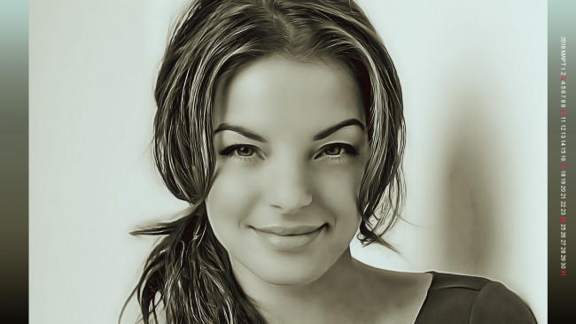 Обои картинки фото календари, компьютерный дизайн, лицо, девушка