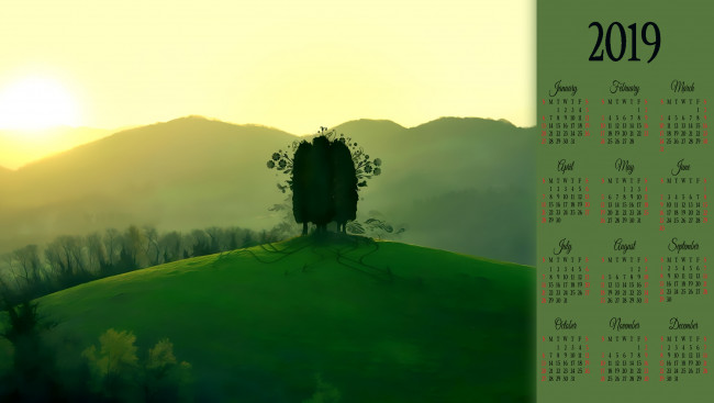 Обои картинки фото календари, фэнтези, растение, природа, дерево