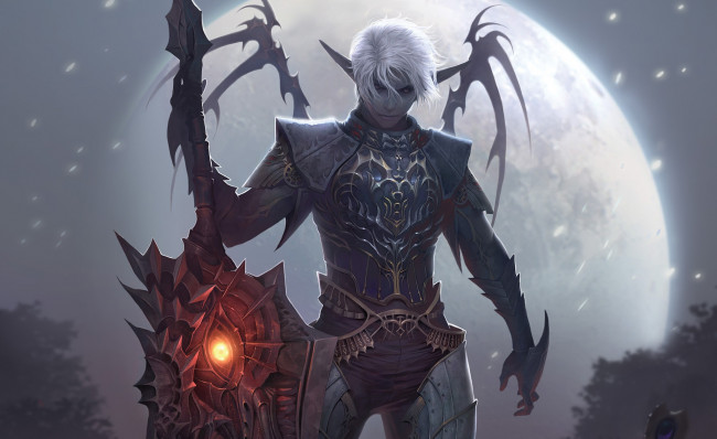 Обои картинки фото видео игры, lineage ii,  the chaotic chronicle, луна, амуниция, меч, дроу