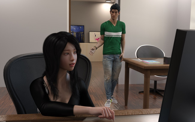 Обои картинки фото 3д графика, люди , people, девушка, взгляд, фон