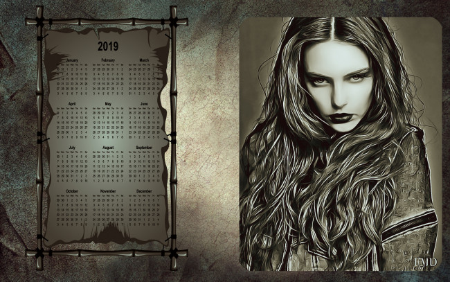 Обои картинки фото календари, компьютерный дизайн, девушка, модель