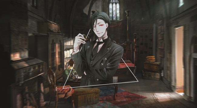 Обои картинки фото аниме, kuroshitsuji, темный, дворецкий