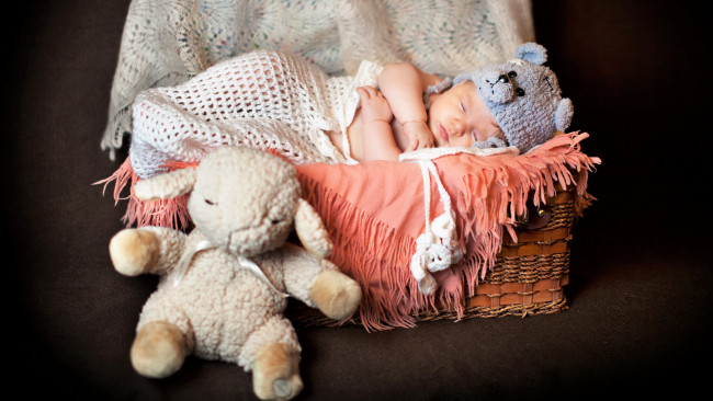 Обои картинки фото разное, дети, ребенок, корзина, игрушка