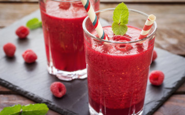 обоя еда, напитки, мята, напиток, смузи, малиновый