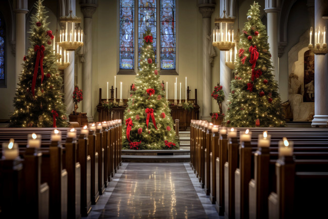 Обои картинки фото интерьер, убранство,  роспись храма, костел, рождественское