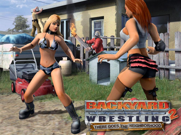 Обои картинки фото видео, игры, backyard, wrestling, there, goes, the, neighborhood