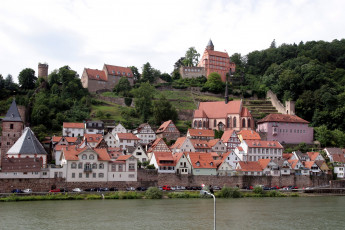 Картинка города панорамы hirschhorn германия
