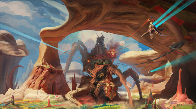 Обои картинки фото фэнтези, существа, бой, монстр