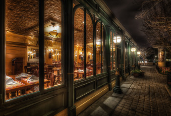 Картинка les+chefs+de+franc города диснейленд огни кафе мостовая вечер