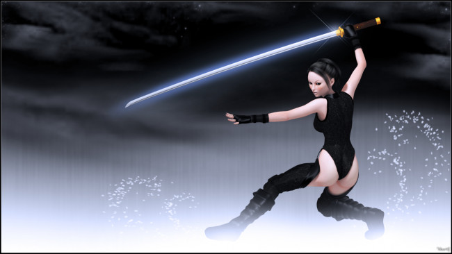 Обои картинки фото 3д графика, anime , аниме, меч, девушка