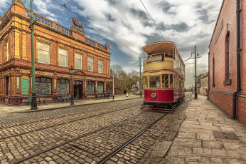 обоя техника, трамваи, трамвай, рельсы, город