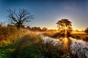 Картинка природа восходы закаты рассвет река лес