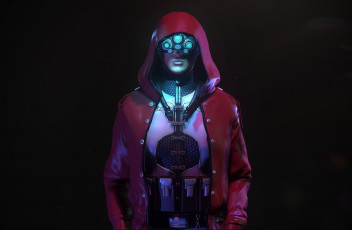 Картинка фэнтези роботы +киборги +механизмы фантастика арт sci-fi девушка взгляд капюшон фон