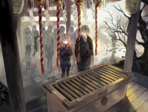 Картинка аниме город +улицы +здания люди улица